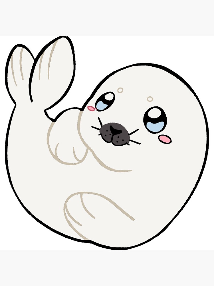 "Cute Kawaii Baby Harp Seal Pup Sticker" Poster for Sale by toxigore