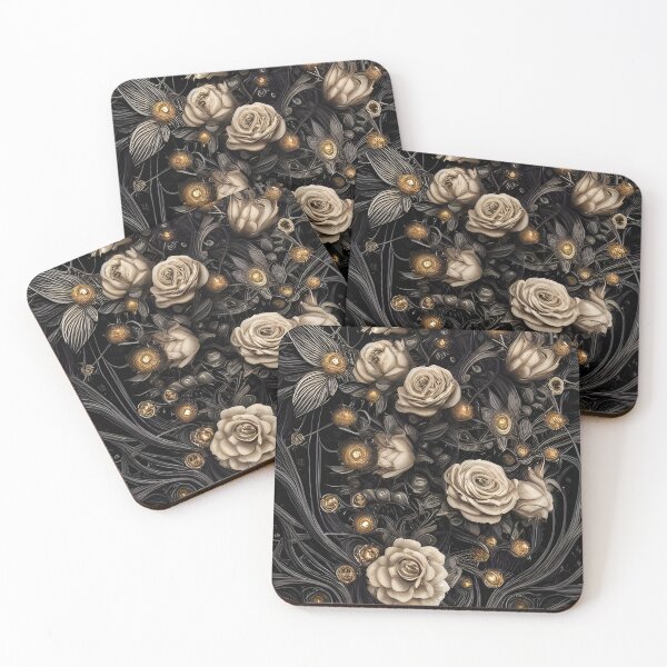 Item preview, Estampado de flores: negro y dorado antiguo designed and sold by Nylaria.