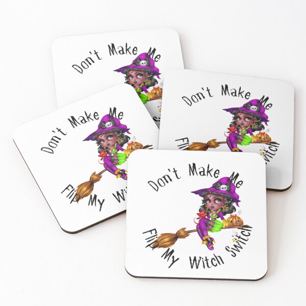 Item preview,  Don't Make Me Flip My Witch Switch, witch on a broomstick designed and sold by Anna-Kik.