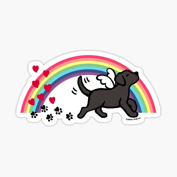 Black Labrador Angel Trotting Sticker