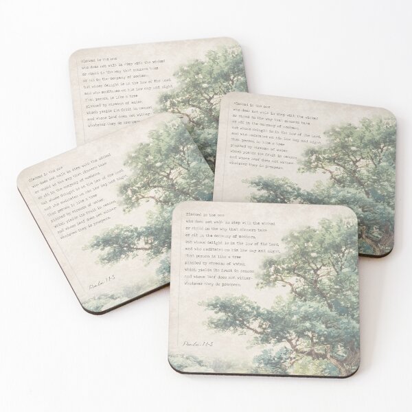 Item preview, Psalm 1:1-3 Vintage Tree Bible Verse Art designed and sold by DownThePath.
