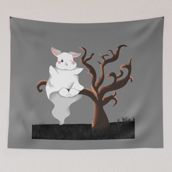 Item preview, Copy of White Rabbit as a Ghost for Halloween _ Bunniesmee designed and sold by bunniesmee.