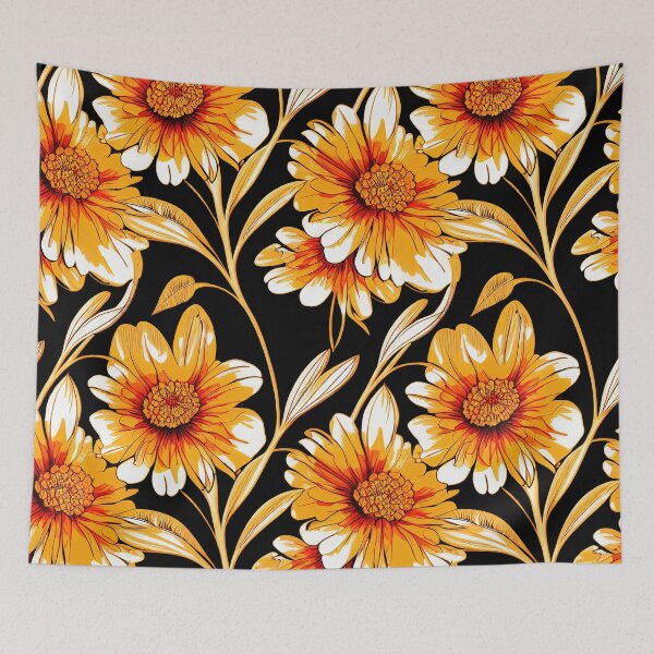 Item preview, Marigold Flowers Pattern Print designed and sold by ThePurpleMelon.