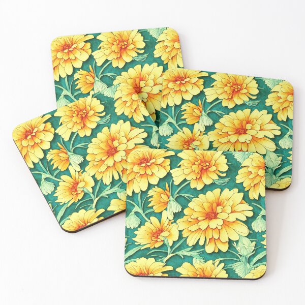 Item preview, Marigold Flowers Pattern Print designed and sold by ThePurpleMelon.