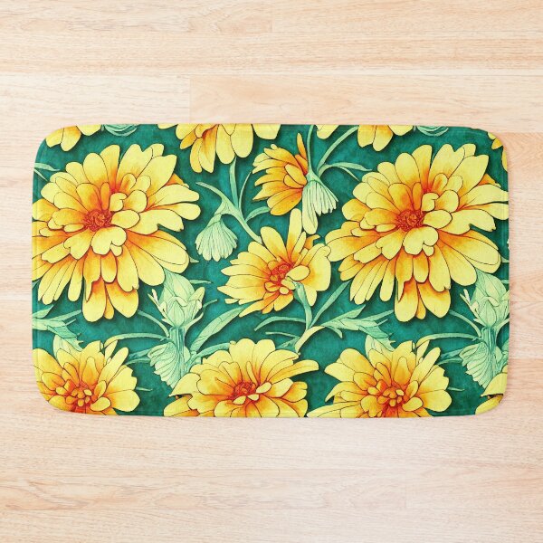 Item preview, Marigold Flowers Pattern Print designed and sold by ThePurpleMelon.
