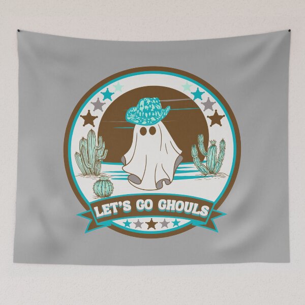 Item preview, Let's Go Ghouls, Halloween Ghost, Ghost in Cowboy Hat, western cactus, Halloween vibes designed and sold by t0xicpezz.