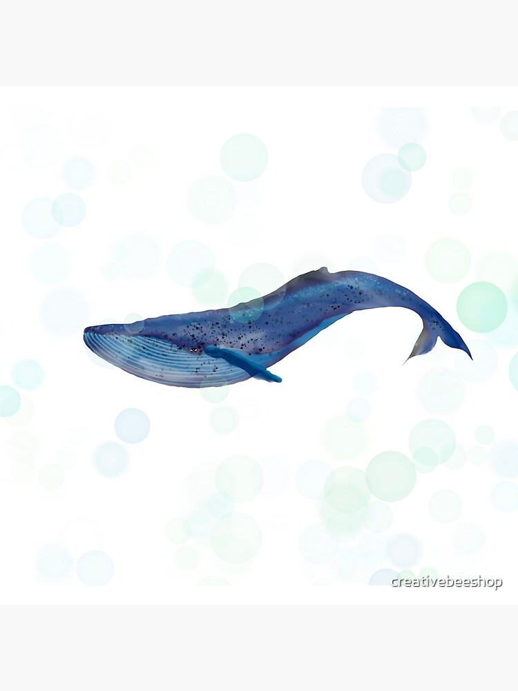 Thumbnail 2 of 2, Tote Bag, Whale Watercolor with Bubbles by Creative Bee Studios designed and sold by creativebeeshop.