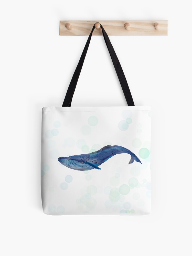 Thumbnail 1 of 2, Tote Bag, Whale Watercolor with Bubbles by Creative Bee Studios designed and sold by creativebeeshop.