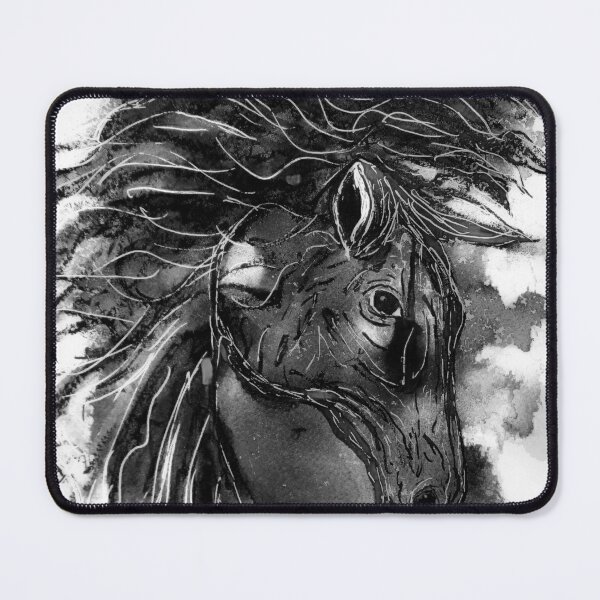 Item preview, BW Wild horse head designed and sold by SRKFineArt.