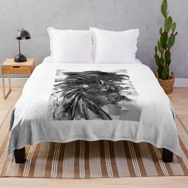 Item preview, BW Wild horse head designed and sold by SRKFineArt.