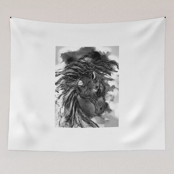 Item preview, BW Wild horse head designed and sold by SRKFineArt.