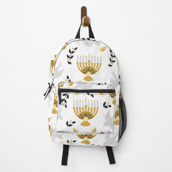 Item preview, Hanukkah print with menorahs, birds, dreidels and flowers designed and sold by pidzam4e.
