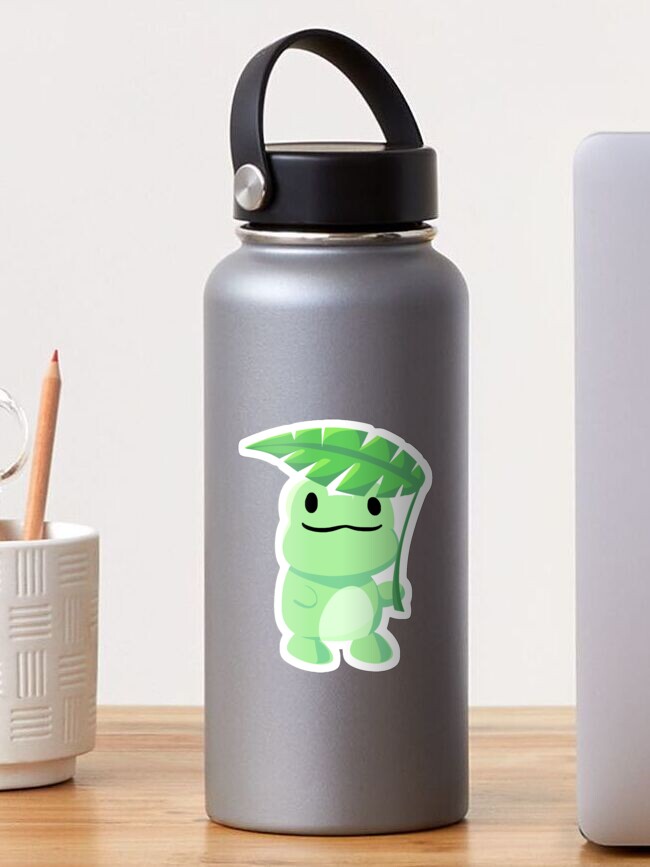 Thumbnail 1 of 3, Sticker, Froggy under a leaf designed and sold by ItsSpitzly.