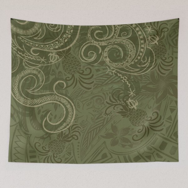 Item preview, Hawaiian - Polynesian Vintage Green Pineapple Print designed and sold by sunnthreads.