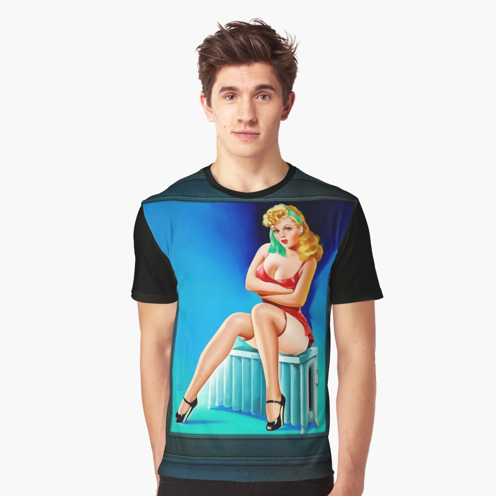 Steaming Hot by Peter Driben - A Bothered Blonde Beauty 4 Steaming Hot by Peter Driben Vintage Illustration Xzendor7 Art Reproductions Graphic T-shirt