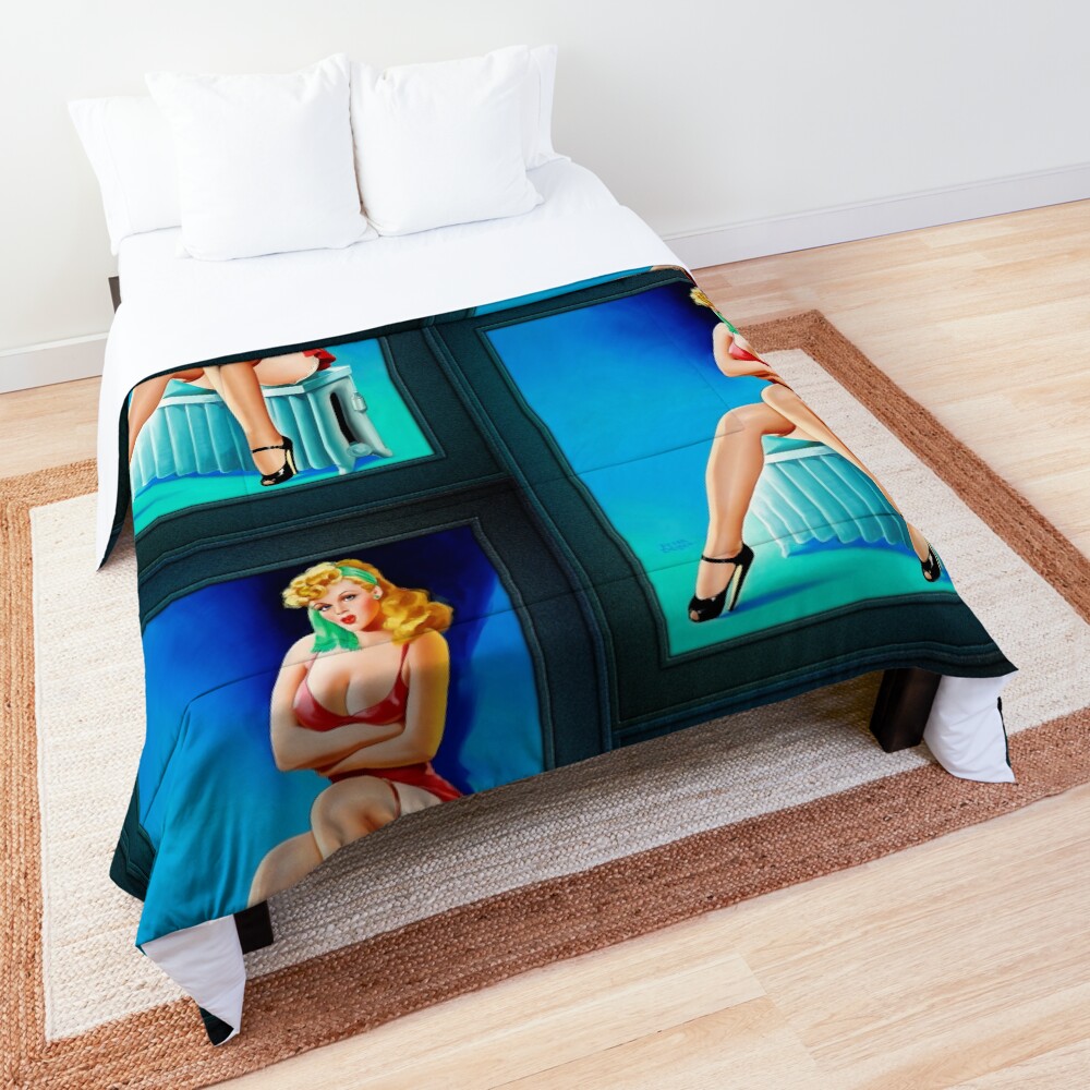 Steaming Hot by Peter Driben - A Bothered Blonde Beauty 2 Steaming Hot by Peter Driben Vintage Illustration Xzendor7 Art Reproductions Comforter