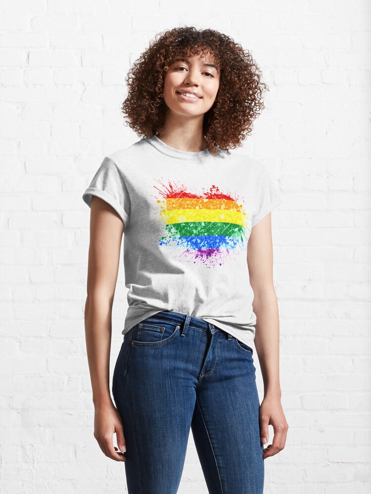Alternate view of Rainbow Heart Pride Classic T-Shirt