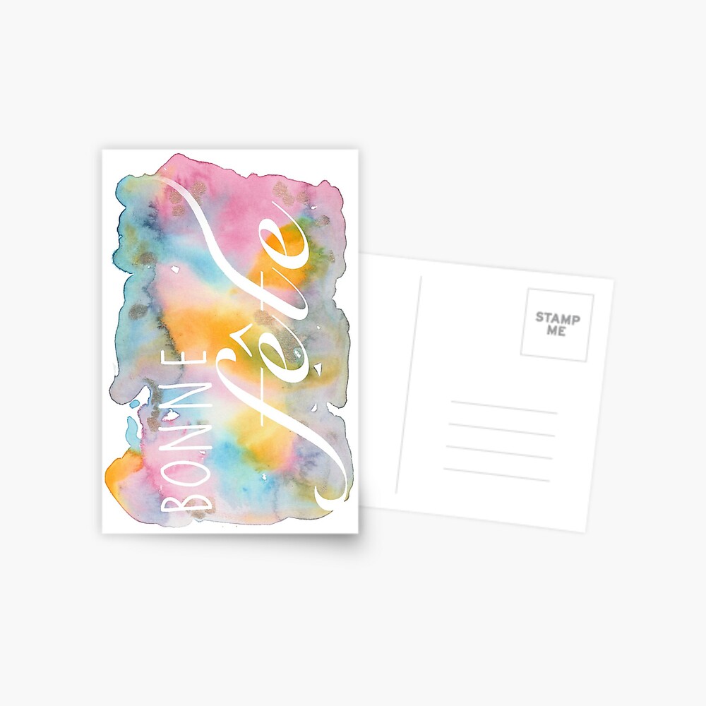 Carte De Vœux Bonne Fete Aquarelle Par Art Of Joss Redbubble