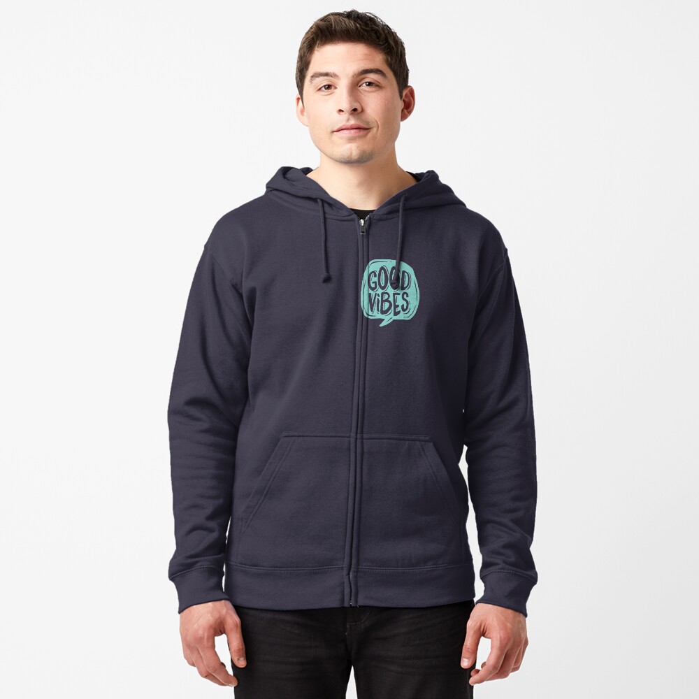 Good Vibes - Turquoise and purple Zipped Hoodie