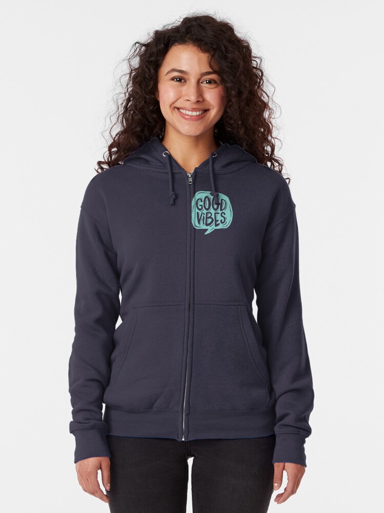 Alternate view of Good Vibes - Turquoise and purple Zipped Hoodie