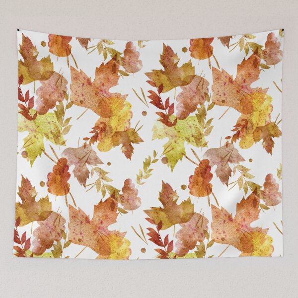 Item preview, Watercolor autumn pattern from leaves of different shapes designed and sold by margo-soleil.
