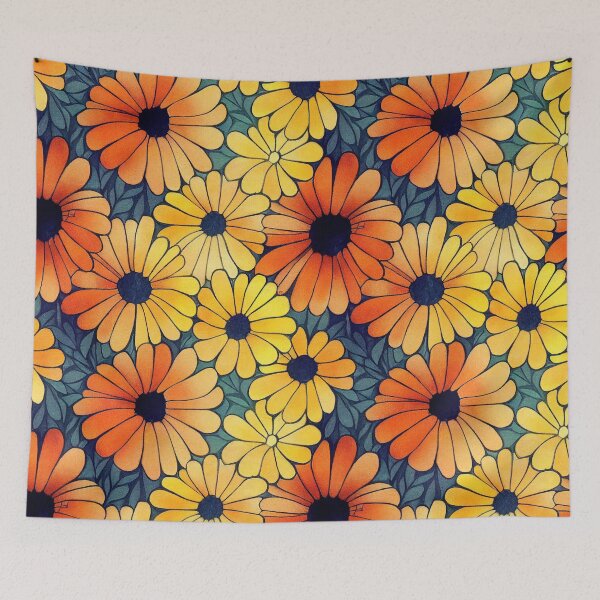 Item preview, Marigold Flowers Pattern Print designed and sold by ThePurpleMelon.