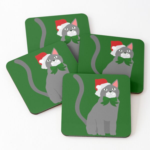 Item preview, christmas santa claus hat gray cat designed and sold by Gossip Rag.