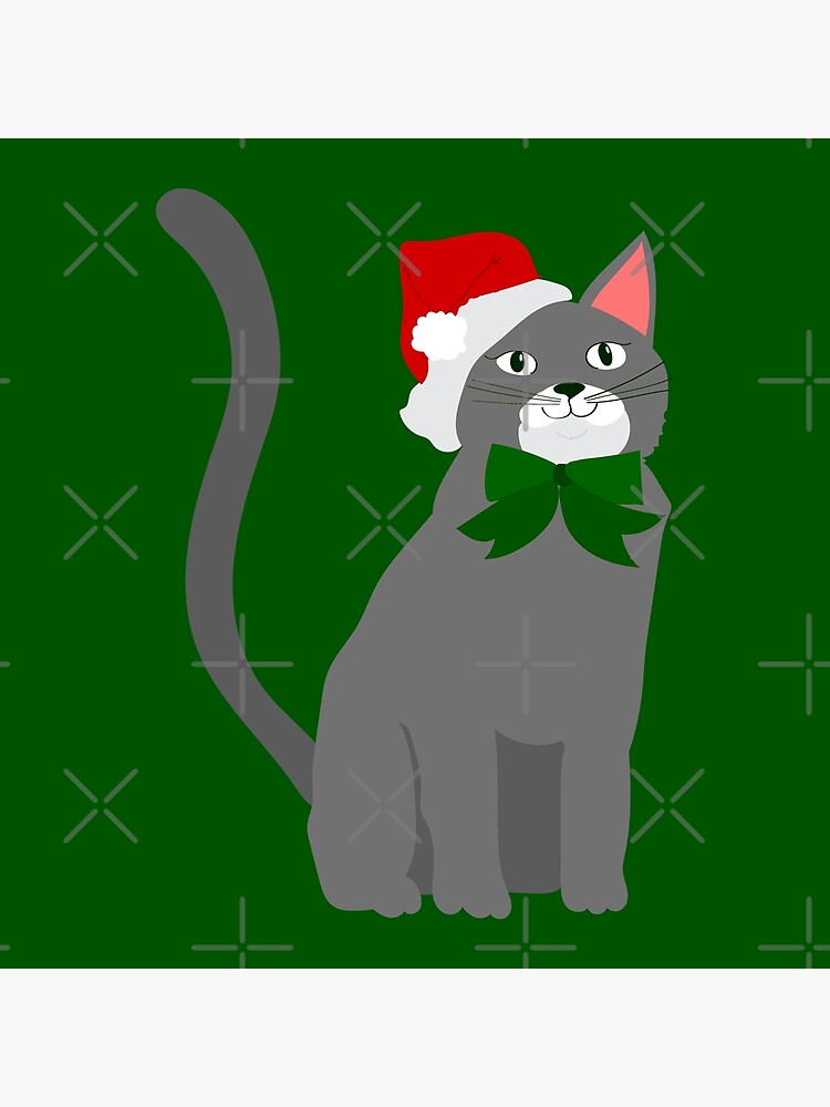 christmas santa claus hat gray cat Art Board Print