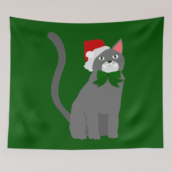 Item preview, christmas santa claus hat gray cat designed and sold by Gossip Rag.