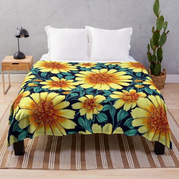 Item preview, Marigold Flowers Pattern Print designed and sold by ThePurpleMelon.
