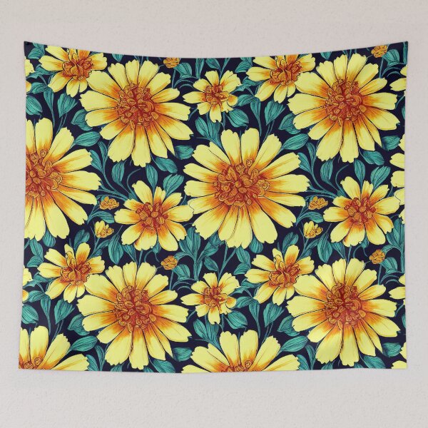 Item preview, Marigold Flowers Pattern Print designed and sold by ThePurpleMelon.