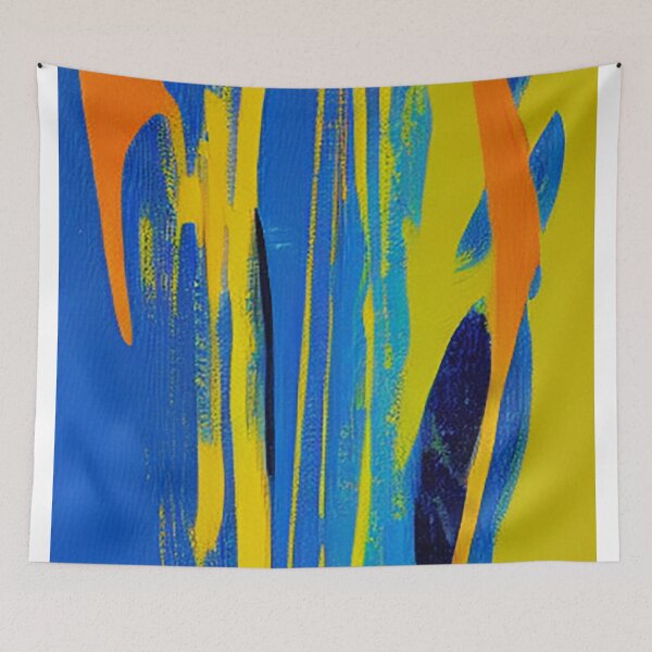 Aperçu de l'œuvre Blue Orange and Yellow Abstract créée et vendue par DeepSymbolism.