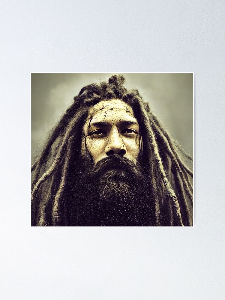 Drawing of a Homeless Man with dreadlocks | Poster