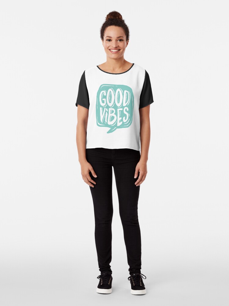 Alternate view of Good Vibes - Turquoise and white Chiffon Top