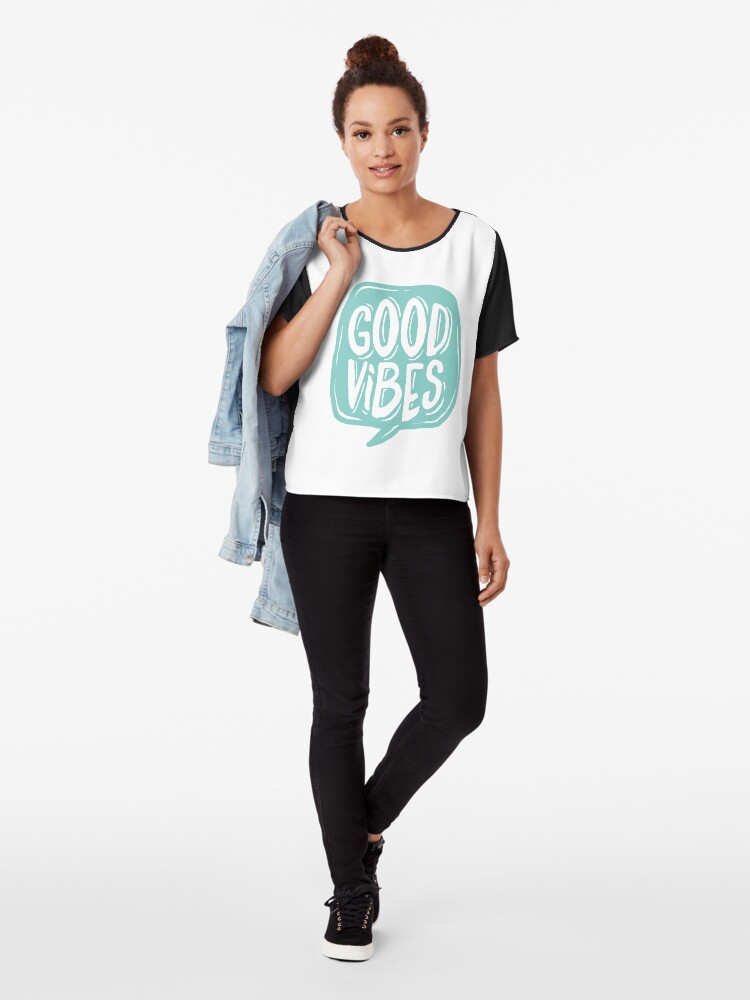Alternate view of Good Vibes - Turquoise and white Chiffon Top