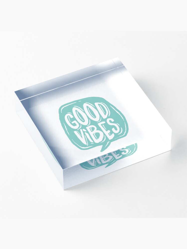 Alternate view of Good Vibes - Turquoise and white Acrylic Block