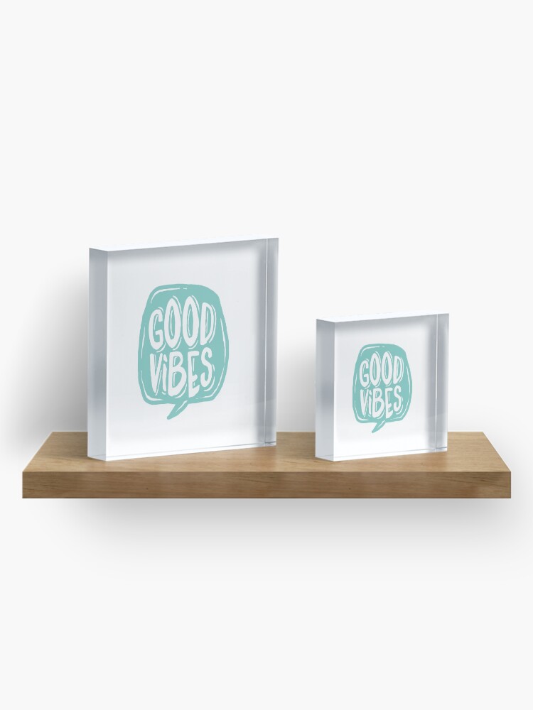 Alternate view of Good Vibes - Turquoise and white Acrylic Block