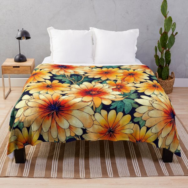 Item preview, Marigold Flowers Pattern Print designed and sold by ThePurpleMelon.