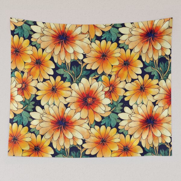 Item preview, Marigold Flowers Pattern Print designed and sold by ThePurpleMelon.