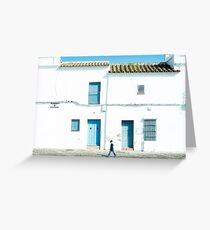 White and blue town Greeting Card