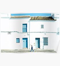 White and blue town Poster