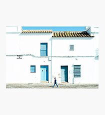 White and blue town Photographic Print