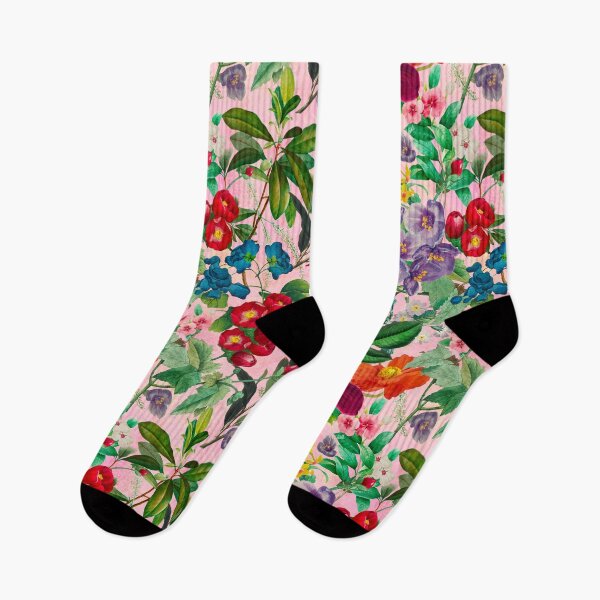 Item preview, Exotic flowers and leaves heaven, leaves and flowers tropical pattern, botanical illustration, pink floral illustration  designed and sold by ZeinabTaha.