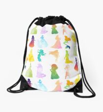 Princesses Watercolor Silhouette Drawstring Bag