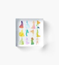 Prinzessinnen Aquarell Silhouette Acrylblock