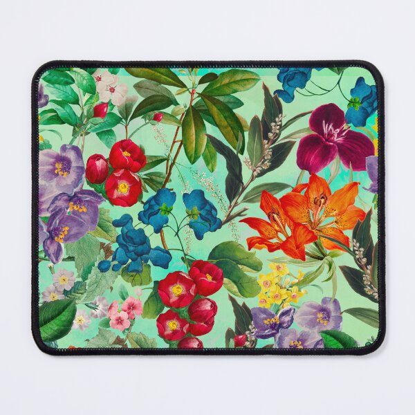 Item preview, Exotic flowers and leaves heaven, leaves and flowers tropical pattern, botanical illustration, green mint floral illustration designed and sold by ZeinabTaha.