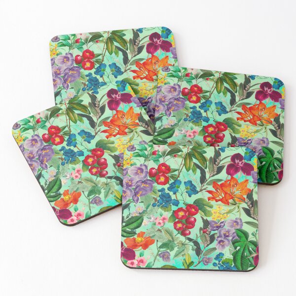Item preview, Exotic flowers and leaves heaven, leaves and flowers tropical pattern, botanical illustration, green mint floral illustration  designed and sold by ZeinabTaha.