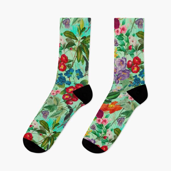 Item preview, Exotic flowers and leaves heaven, leaves and flowers tropical pattern, botanical illustration, green mint floral illustration  designed and sold by ZeinabTaha.