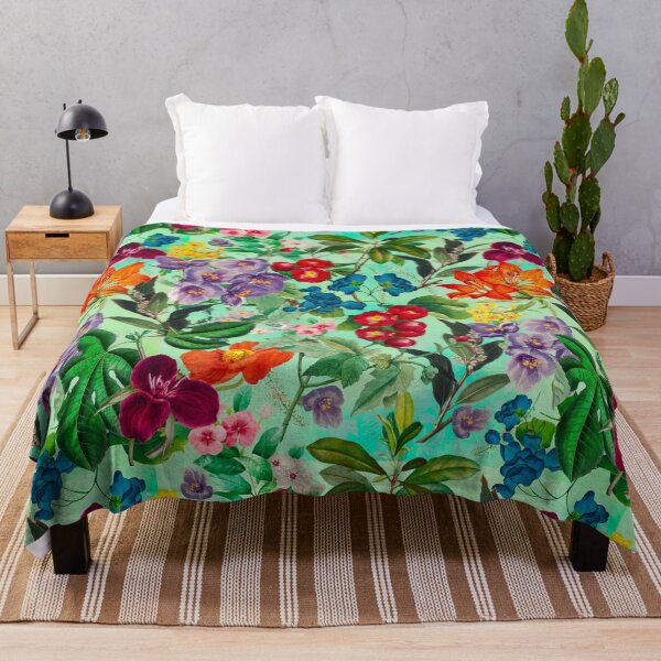 Item preview, Exotic flowers and leaves heaven, leaves and flowers tropical pattern, botanical illustration, green mint floral illustration designed and sold by ZeinabTaha.