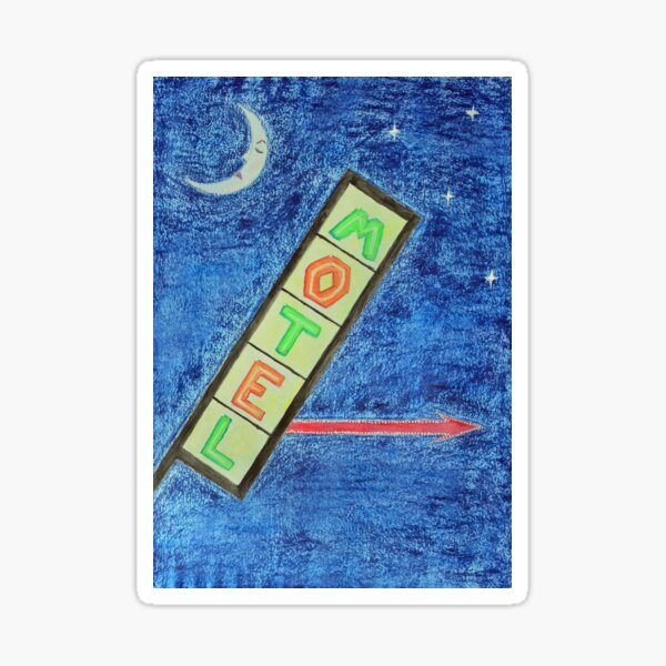 Neon Motel Sign and Moon Sticker